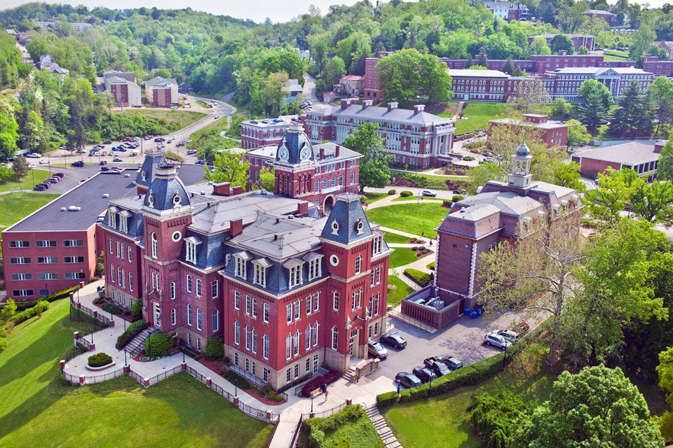Arial view of downtown Morgantown campus
